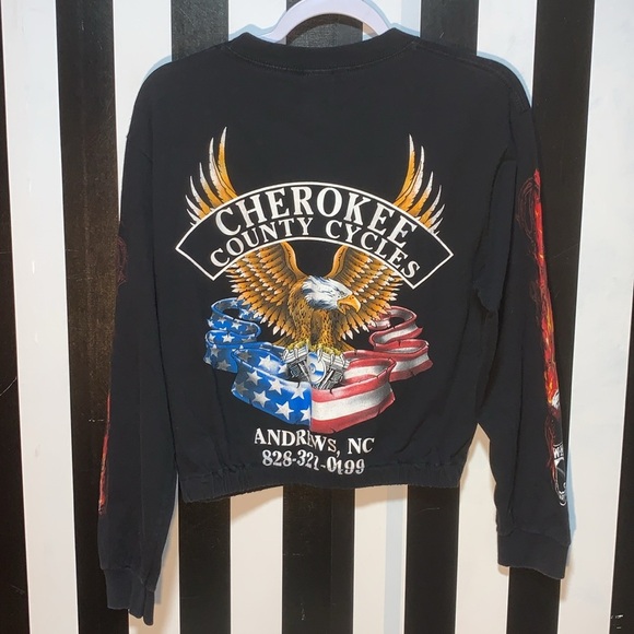 Y2K POW MIA Never Forget Biker Shirt Eagle & Flames Graphic Long Sleeve Medium - Picture 16 of 17